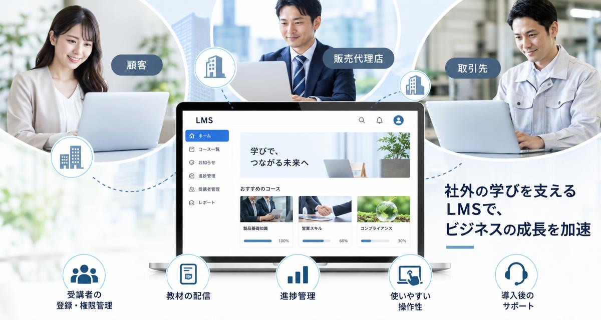 社外向けLMSの特徴は？選ぶ際のポイント・おすすめサービスを紹介