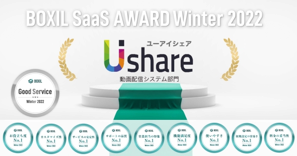 UIshare（ユーアイシェア）、「BOXIL SaaS AWARD Winter 2022」動画配信システム部門で「Good Service」に選出