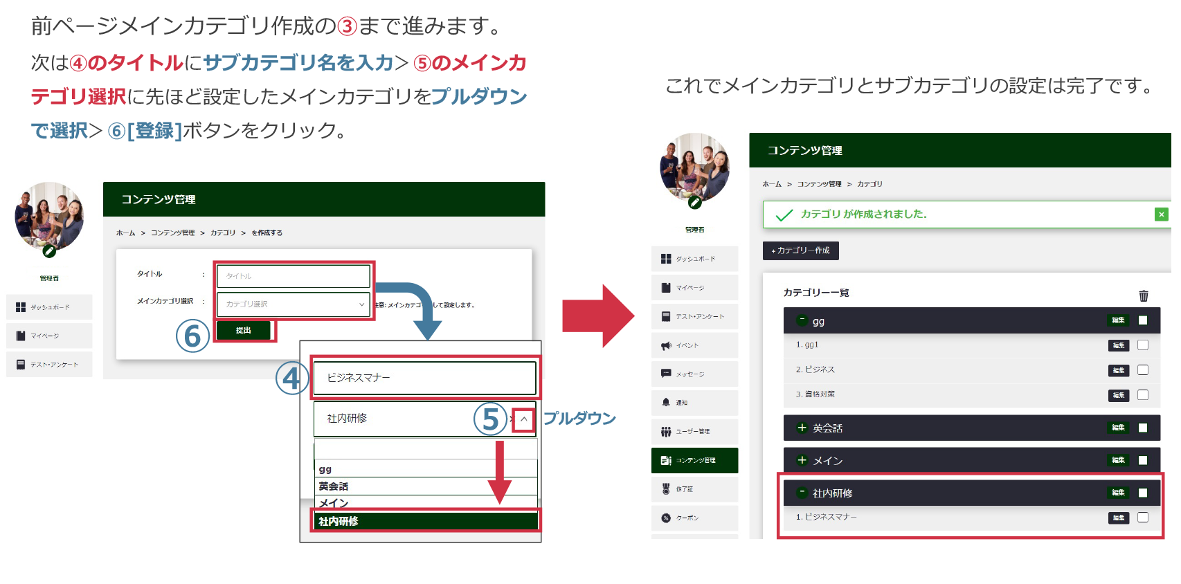 サブカテゴリの作成