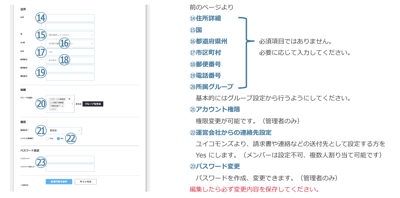 ユーザーデータ編集