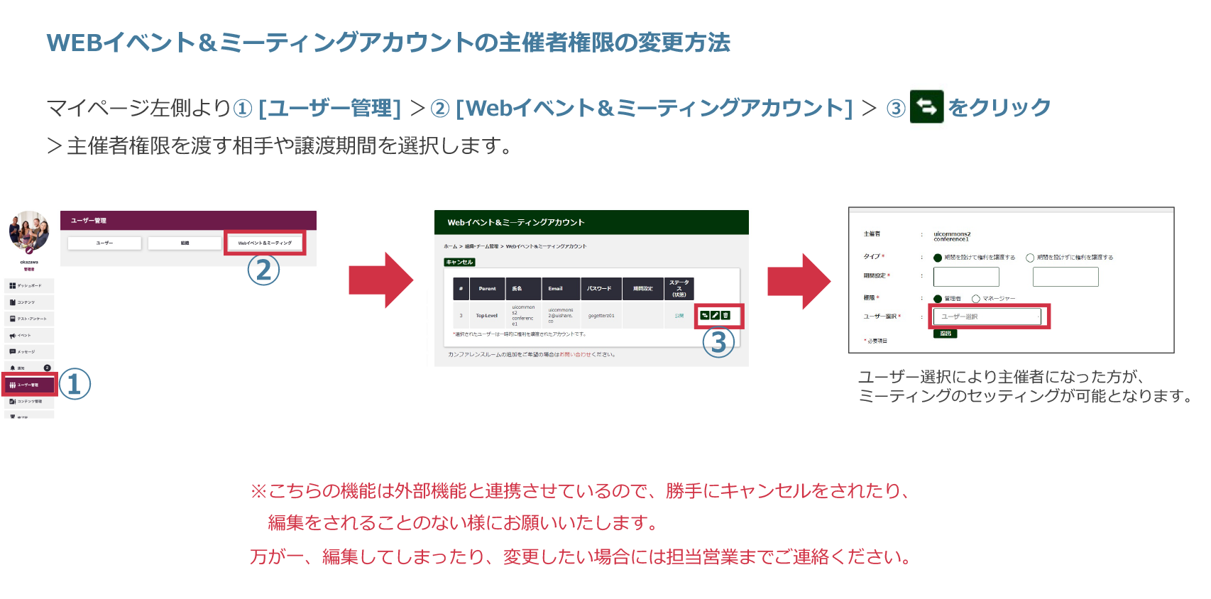 Webイベント&ミーティング アカウント権限管理