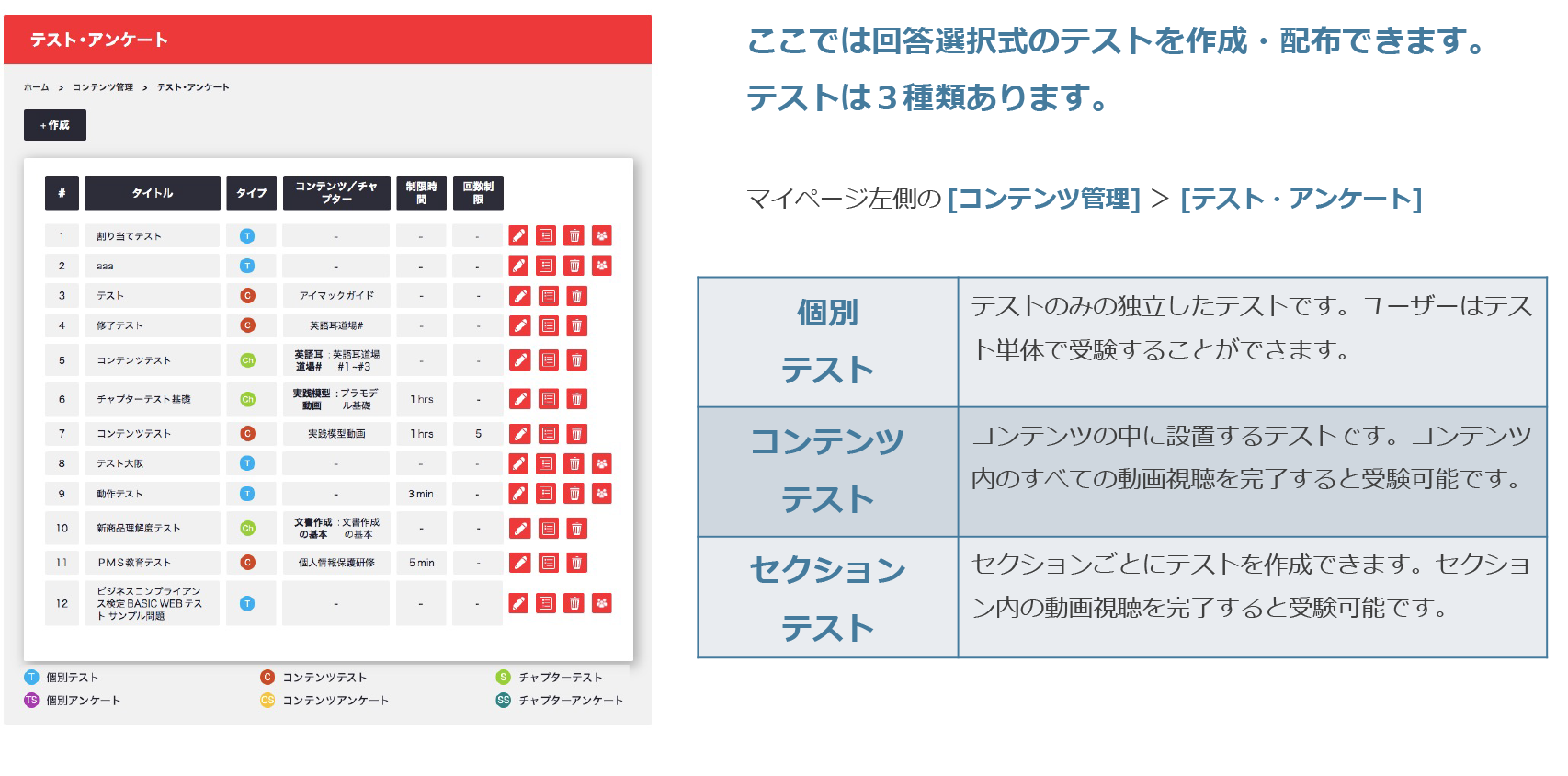 テスト・アンケート機能　〜テスト編〜